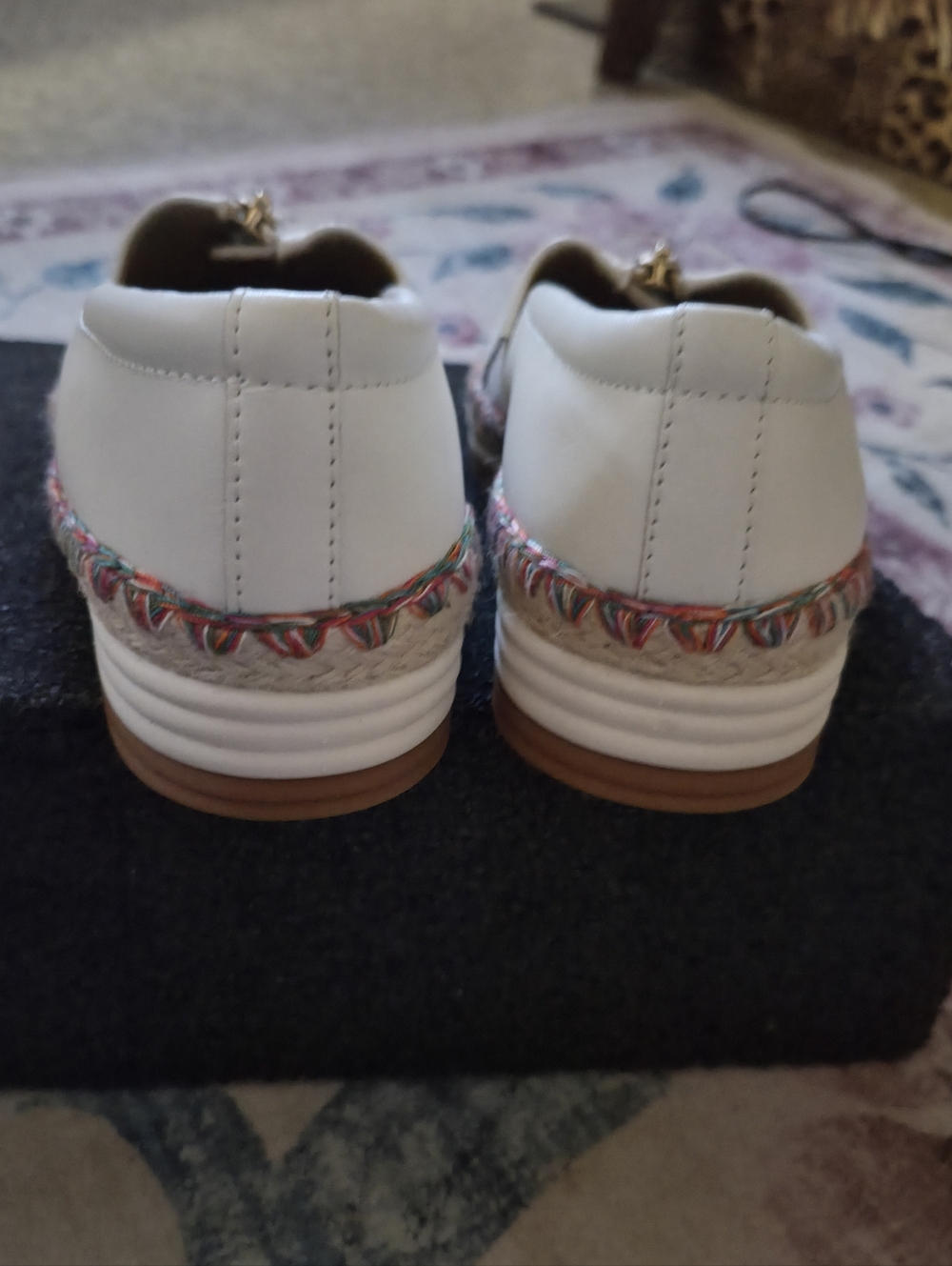 NWOB Anne Klein Jax Leather Zip IFlex Espardrilles w/Multi Color Stitching - Picture 2 of 8
